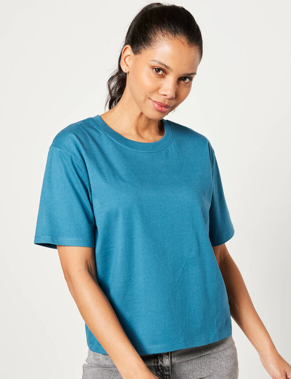 T-shirt boîte manches coudes (bleu canard) T-shirt boîte manches coudes (bleu canard)